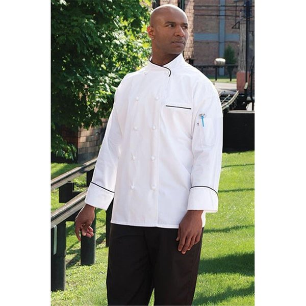 Nathan Caleb Luxembourg Chef Coat in White with Black Piping - 6XLarge NA2499344